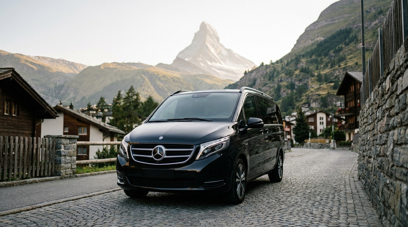 Mercedes V-Class minibus for hire in Zermatt, Switzerland