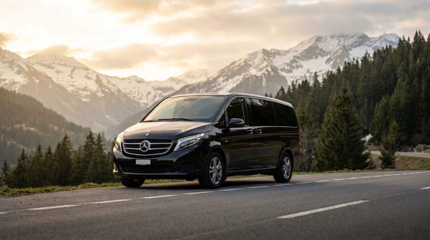 Mercedes minibus and coach hire with driver across Switzerland